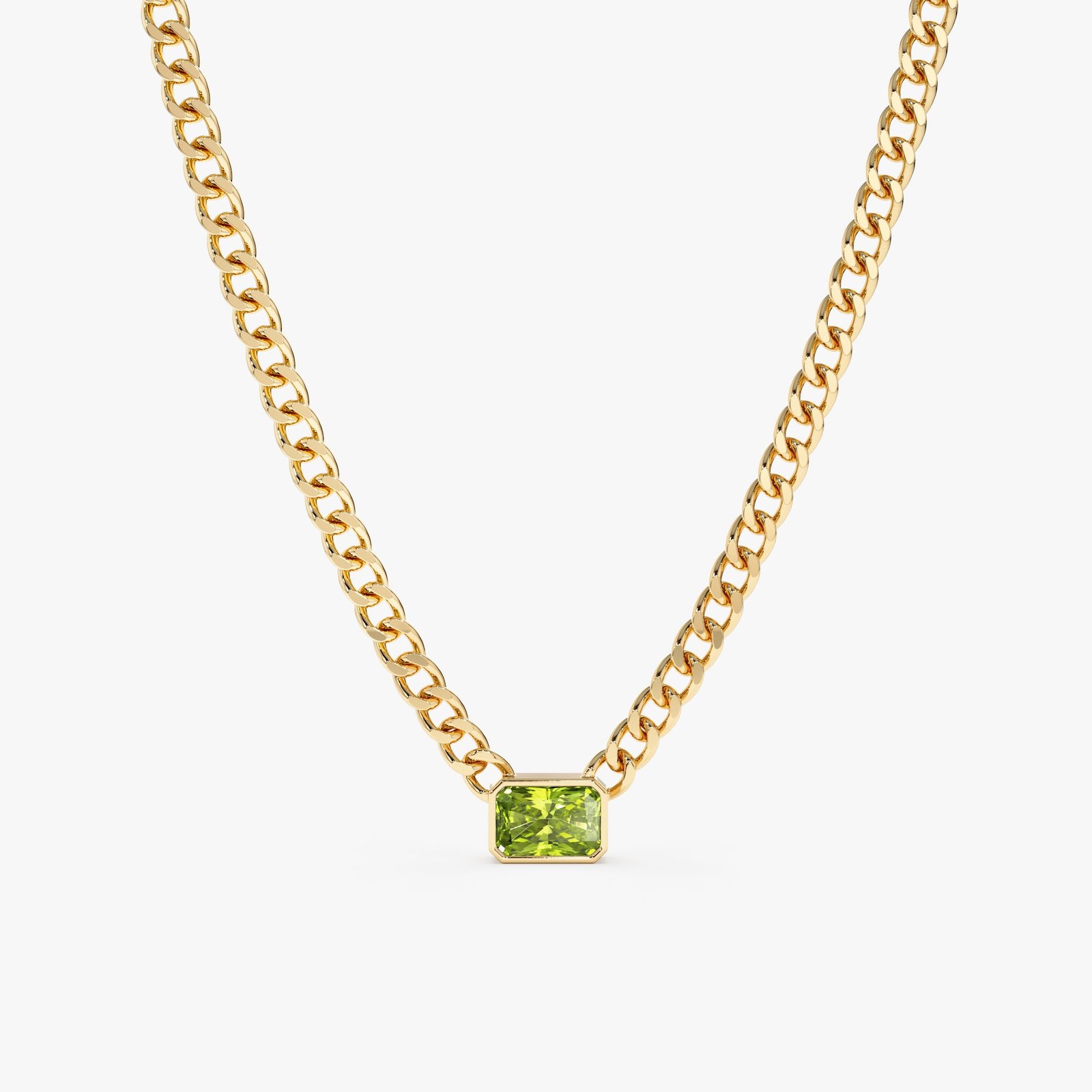 Peridot Cuban Chain Necklace, Karsyn Peridot Cuban Chain Necklace