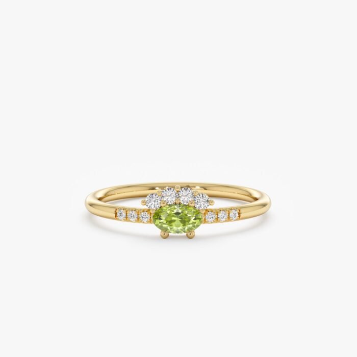 Peridot Diamond Crown Ring