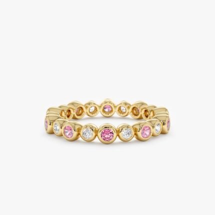Pink Sapphire and Diamond Eternity Band