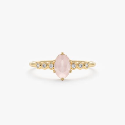 Rose Quartz and Diamond Engagement Ring