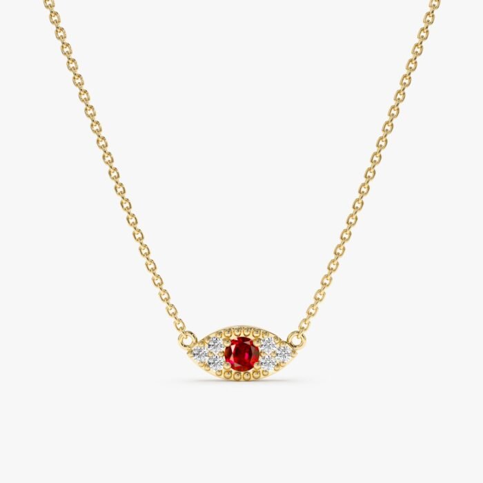 Ruby & Diamonds Eye Necklace