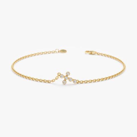 Sideways Diamond Cross Bracelet