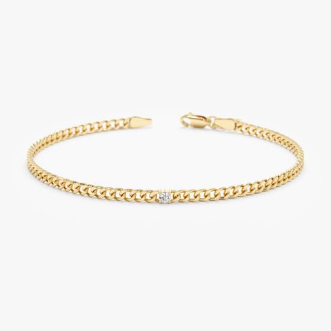 Single Diamond Cuban Chain Bracelet