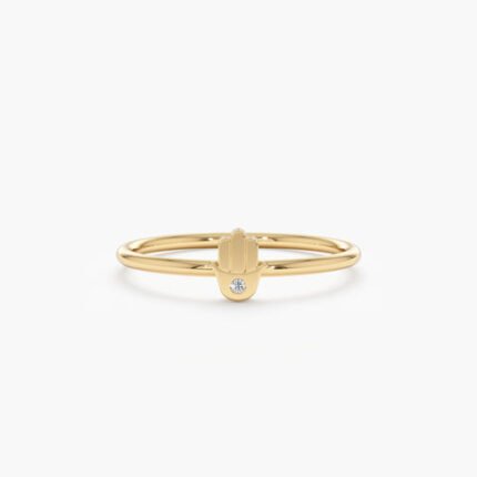 Single Diamond Hamsa Ring