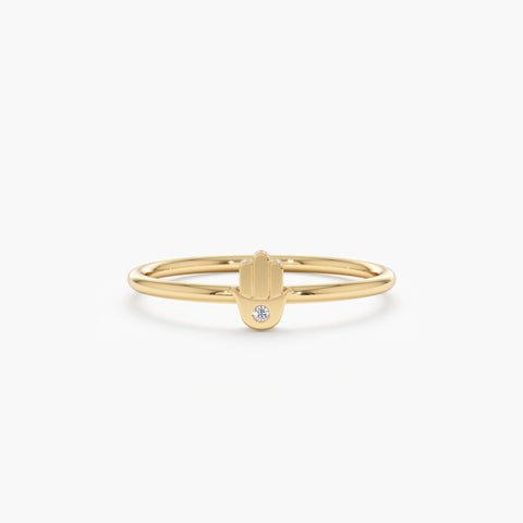 Single Diamond Hamsa Ring