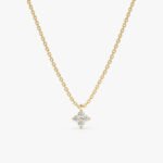 Solid Gold Petite Diamond Clover Necklace