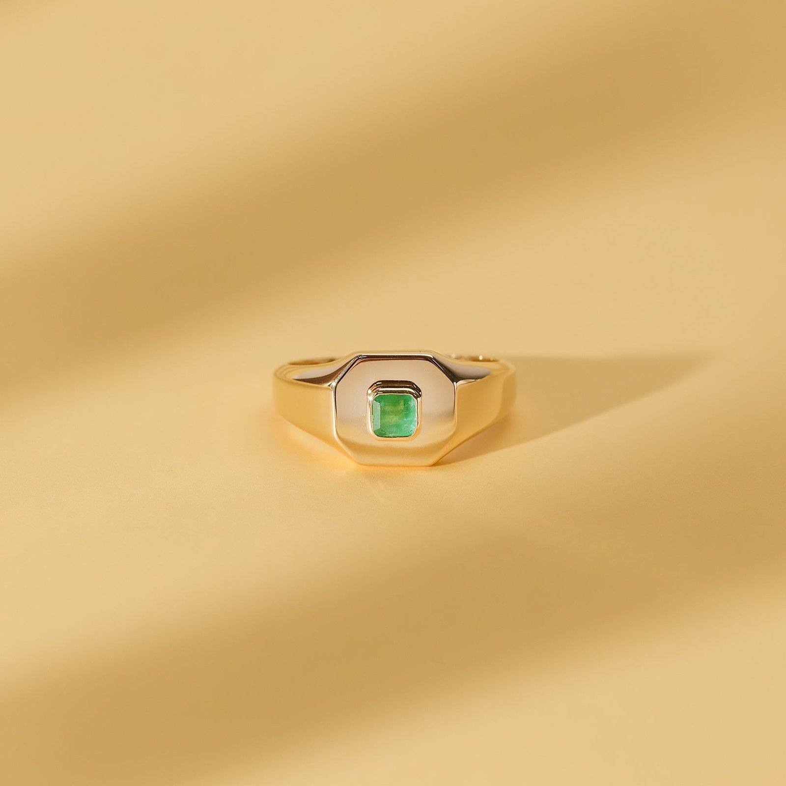 Square Emerald Signet Ring, Lyra Square Emerald Signet Ring