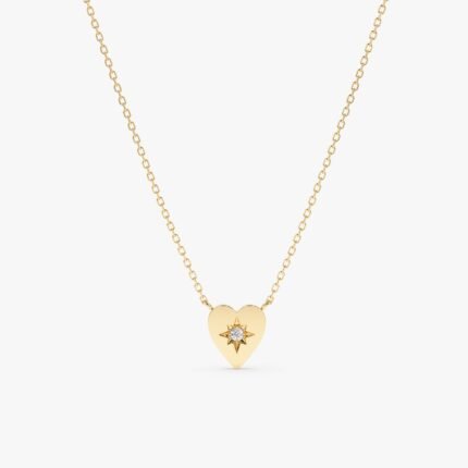 Starburst Diamond Heart Necklace