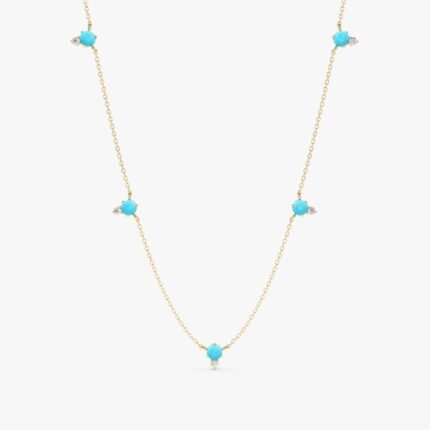 Turquoise Diamond Station Necklace