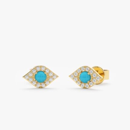 Turquoise Evil Eye Diamond Studs