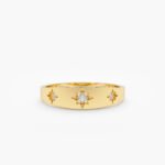 Wide Diamond Starburst Ring