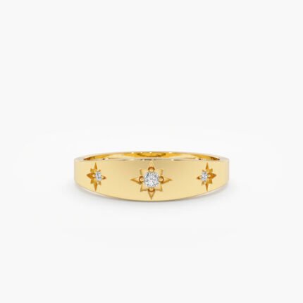 Wide Diamond Starburst Ring