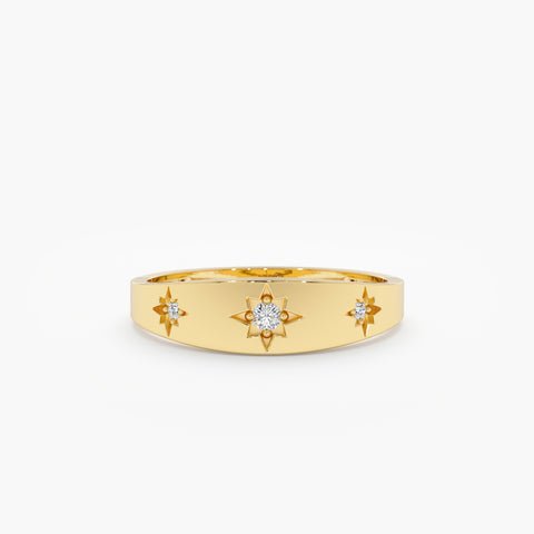 Wide Diamond Starburst Ring
