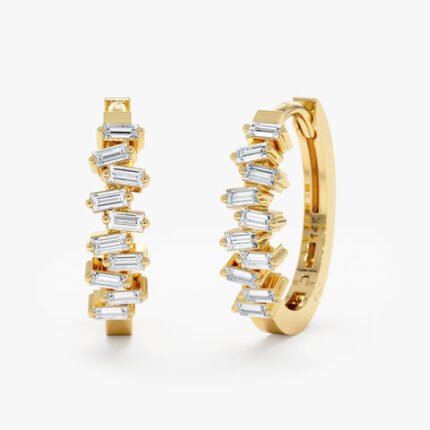 Zig Zag Diamond Cluster Hoops