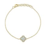 0.07Ct Diamond & 0.40Ct Mother Of Pearl Clover Bracelet