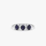 14K Solid Gold Diamond and Oval Sapphire Ring - Image 2