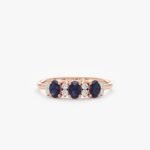 14K Solid Gold Diamond and Oval Sapphire Ring - Image 5