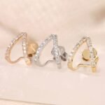 Natural Diamond Arrow Huggie Studs - Image 3