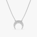 Natural Diamond Crescent Horn Necklace - Image 2