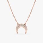 Natural Diamond Crescent Horn Necklace - Image 4