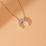 Natural Diamond Crescent Horn Necklace - Image 5