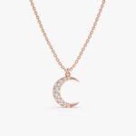 Natural Diamond Crescent Moon Necklace - Image 5