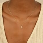 Natural Diamond Crescent Moon Necklace - Image 6