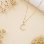 Natural Diamond Crescent Moon Necklace - Image 3