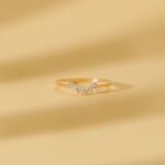 14K Solid Gold Natural Diamond Half Moon Nesting Ring - Image 3