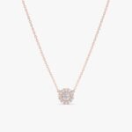 Diamond Halo Pendant Necklace - Image 3