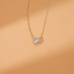 Diamond Halo Pendant Necklace - Image 5
