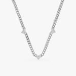 Diamond Heart Cuban Chain Station Necklace - Image 2