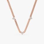 Diamond Heart Cuban Chain Station Necklace - Image 3