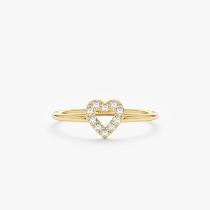 Diamond Heart Outline Ring