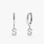 Natural Diamond Initial Charm Huggies - Image 2