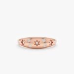 14K Solid Gold Natural Diamond Starburst Dome Ring - Image 3