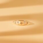 14K Solid Gold Natural Diamond Starburst Dome Ring - Image 6