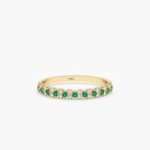 Emerald and Diamond Half Eternity Ring