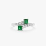 14K Solid Gold Emerald and Natural Diamond Wrap Ring - Image 2