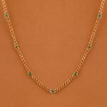 18k Solid Gold Emerald Cuban Chain Station Necklace - Image 3