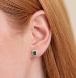 18k Solid Gold Emerald & Natural Diamond Statement Earrings - Image 4