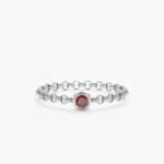 14K Solid Gold Garnet Chain Ring - Image 2