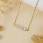 Grey Diamond Beaded Bar Necklace - Image 2