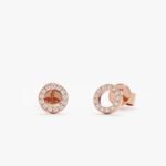 Halo Disc Diamond Stud Earrings - Image 3