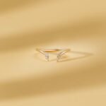 18K Solid Gold Marquise Natural Diamond Open Ring - Image 5