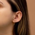 Natural Diamond Marquise Emerald Charm Huggies - Image 4