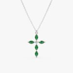 Marquise Emerald Cross Necklace - Image 2