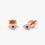 Mini Natural Diamond Blue Sapphire Eye Studs - Image 3