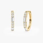 Mixed Natural Diamond Oval Hoop Earrings