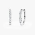 Mixed Natural Diamond Oval Hoop Earrings - Image 2